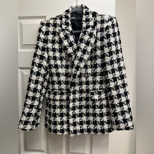 Zara Monochrome Tweed Jacket